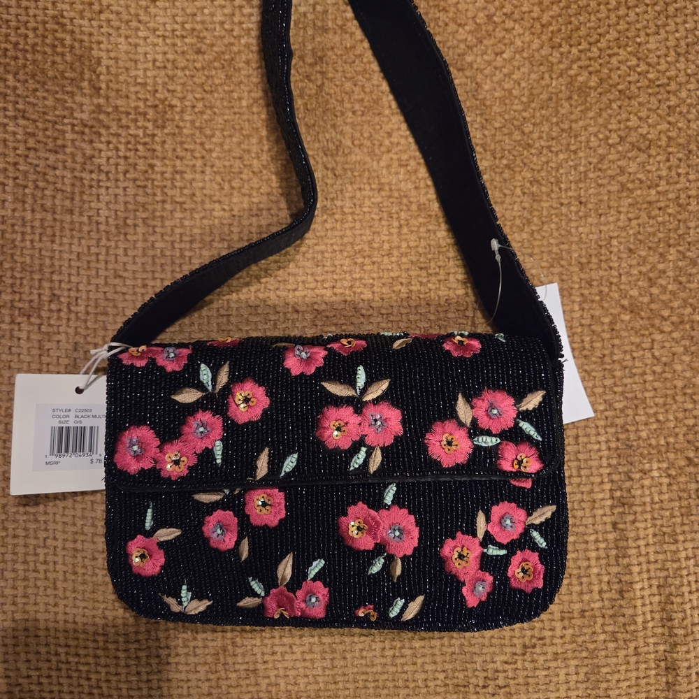 Viral Beaded red flowers shoulder Bag